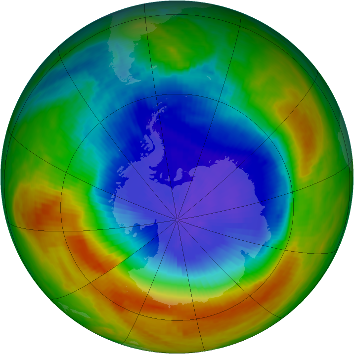 Antarctic ozone map for 26 October 1989